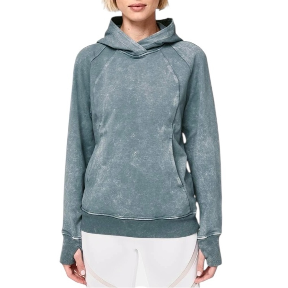 LULULEMON Scuba Pullover Blue Gray Sweatshirt Hoodie Size 4 Soft Cotton Terry